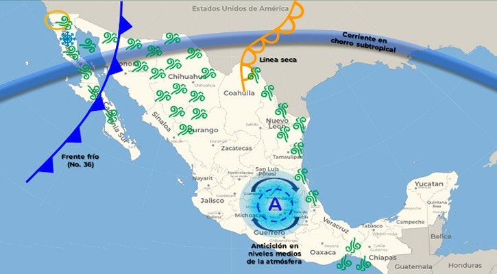 Impactará frente frío la Península de Baja California