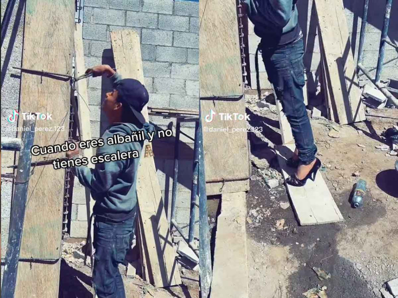 Un trabajador de la construcción usa tacones en una obra, por el solo hecho de verlo en los zapatos considerados de mujer ha llamado la atención.