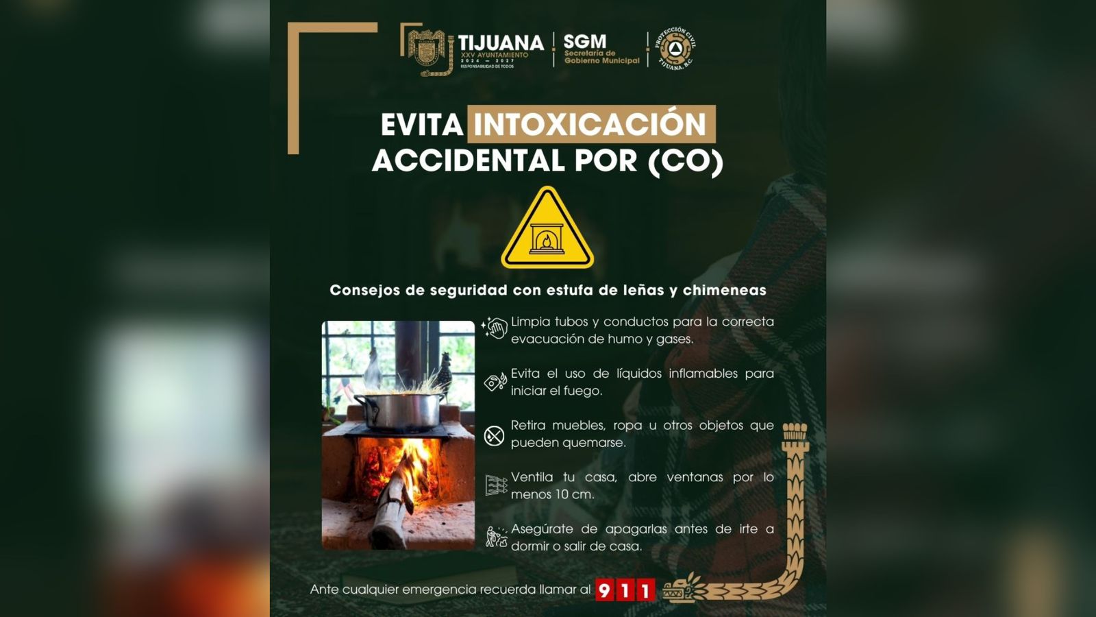 Emite Protección Civil recomendaciones para evitar intoxicaciones por Monóxido de Carbono