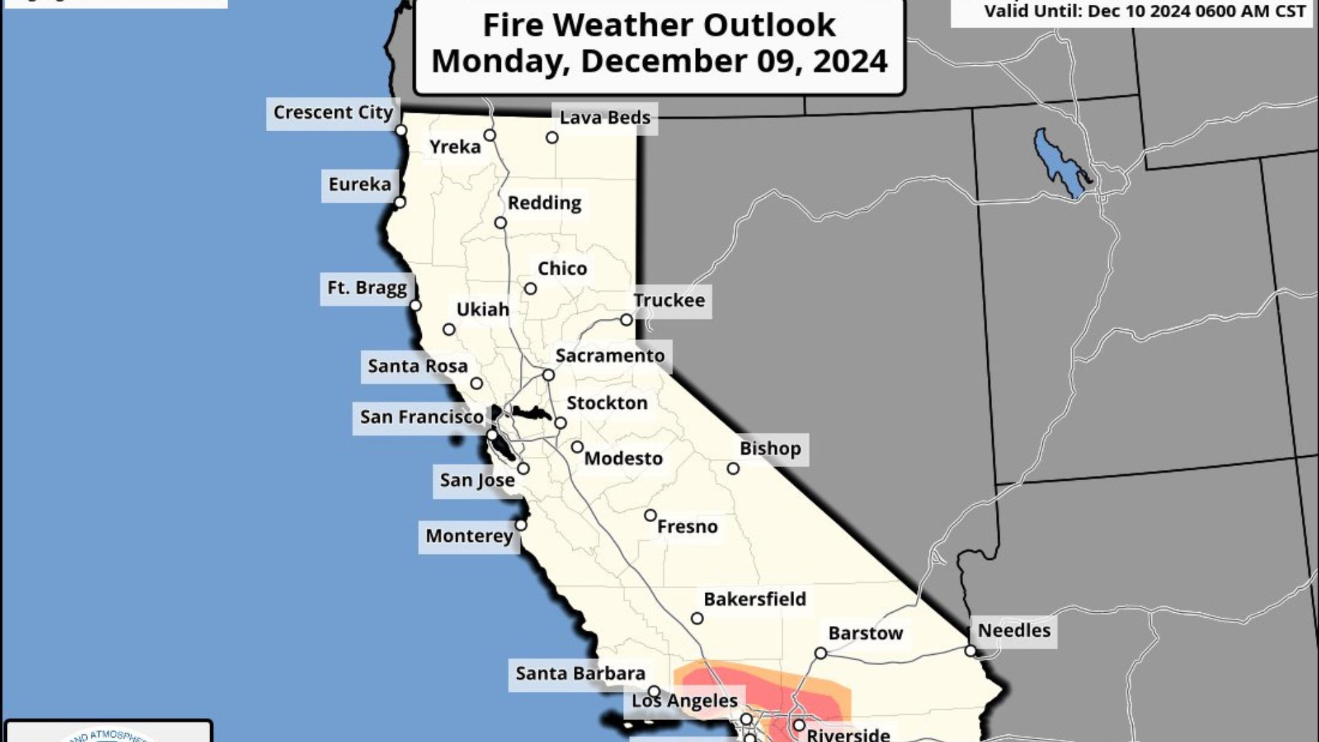 Warning for Strong Santa Ana Winds in Southern California