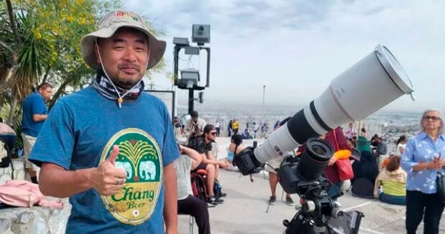 Persigue su sueño fotógrafo japonés y viaja a Torreón para capturar el eclipse solar 2024