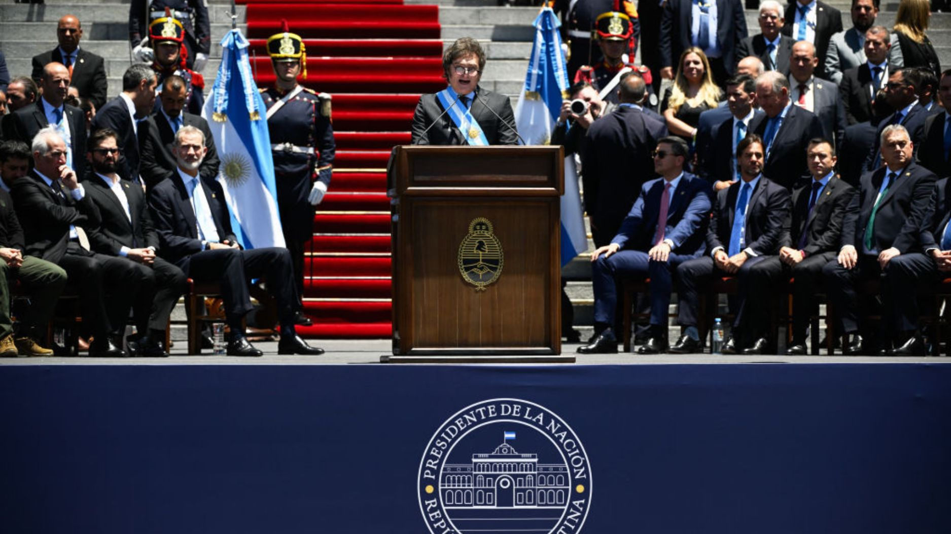 Javier Milei durante su discurso al tomar el cargo de presidente, en Buenos Aires, Argentina IFOTO: Web