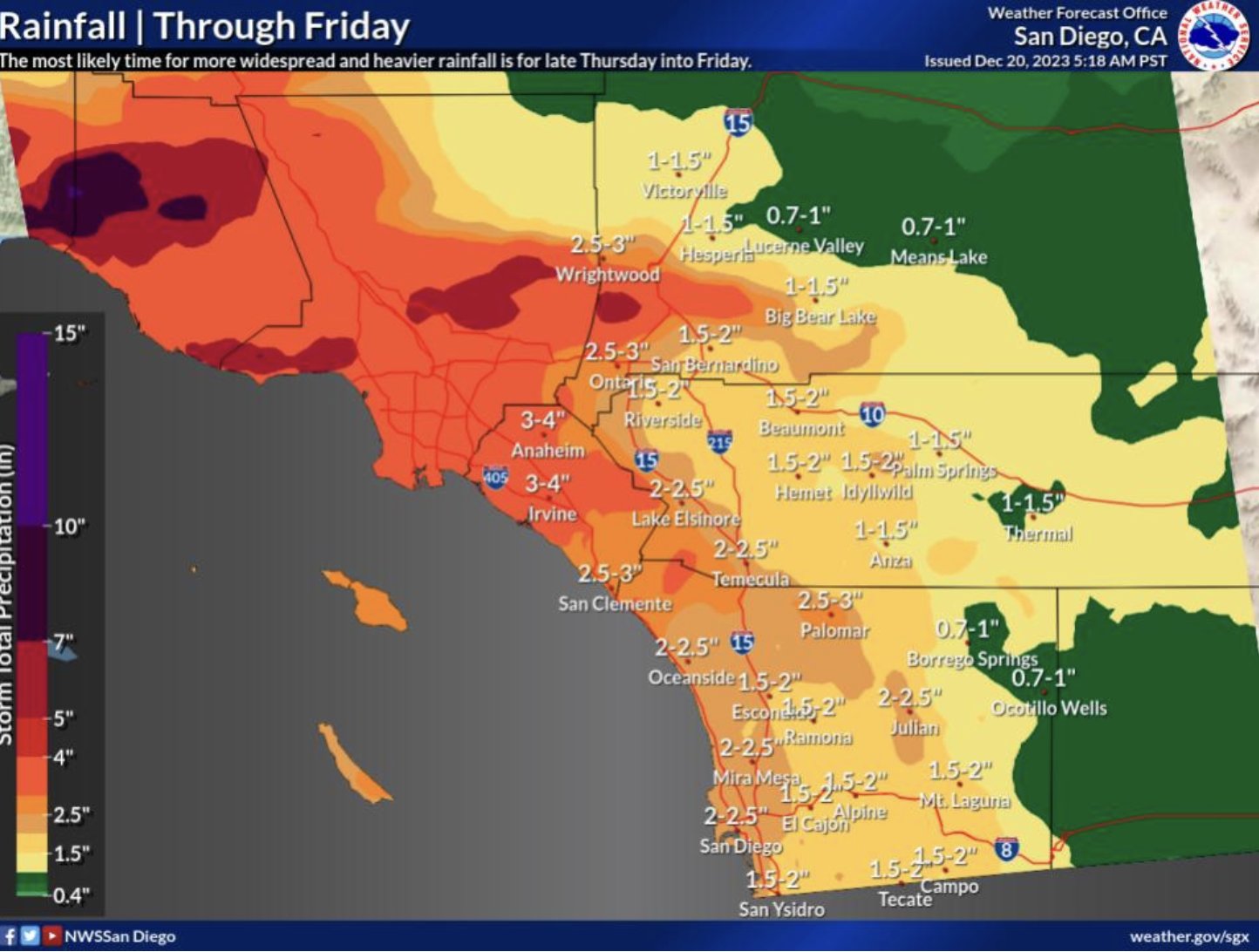 A storm is expected for the San Diego area this Christmas