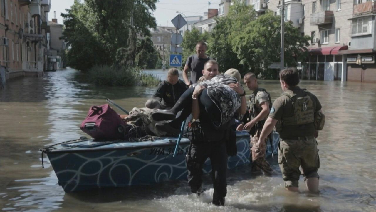 Ukraine and Russia are pointing fingers at each other over bombings targeting flood evacuees