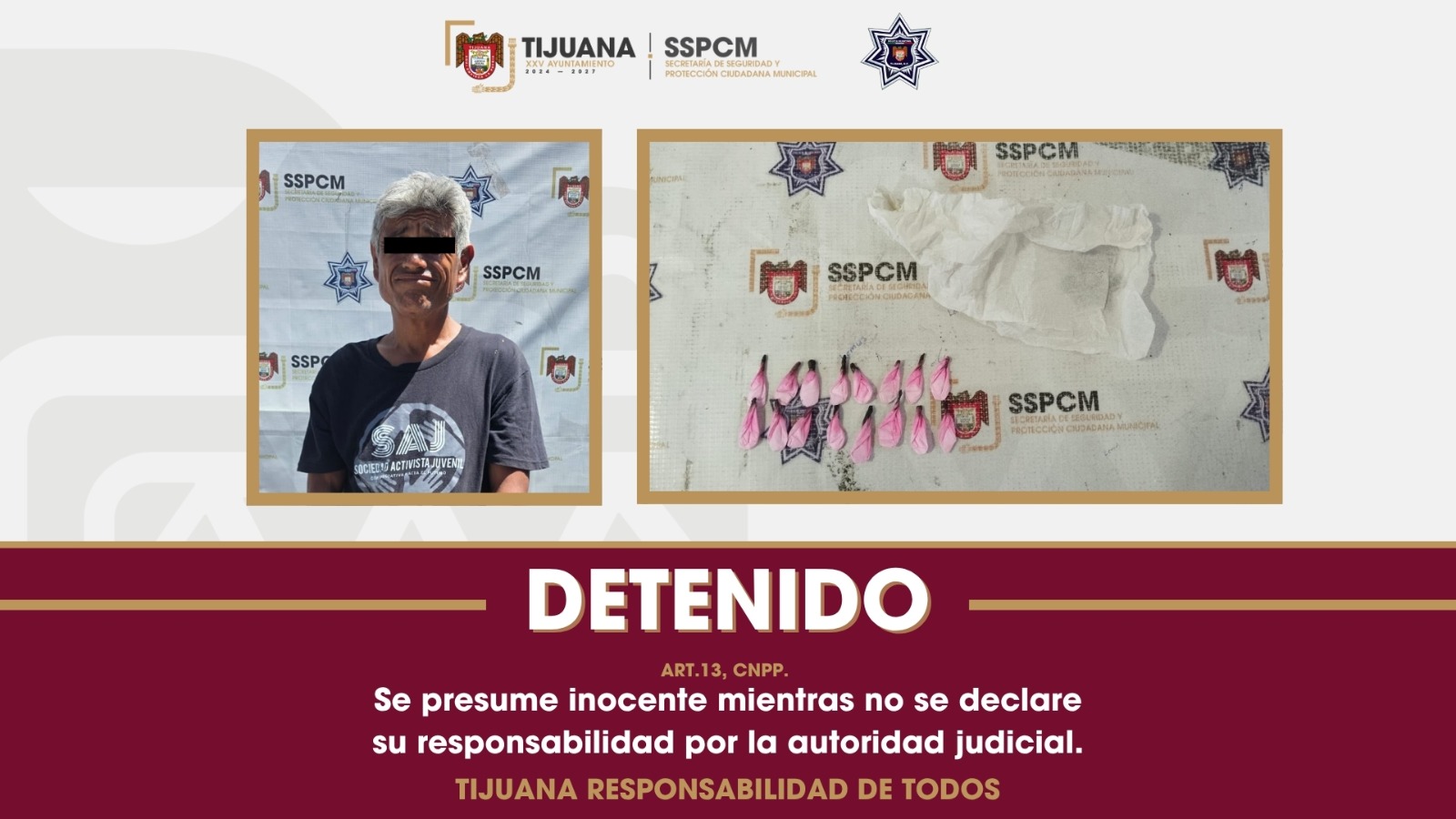 TIJUANA: Detienen a hombre con 16 dosis de presunto cristal tras hallazgo de cadáver