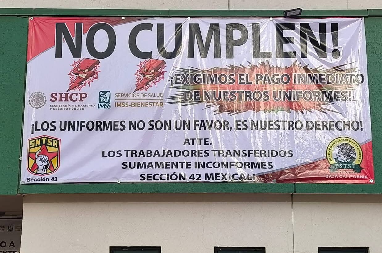 MEXICALI: Protestan trabajadores de salud por falta de uniformes y prestaciones pendientes