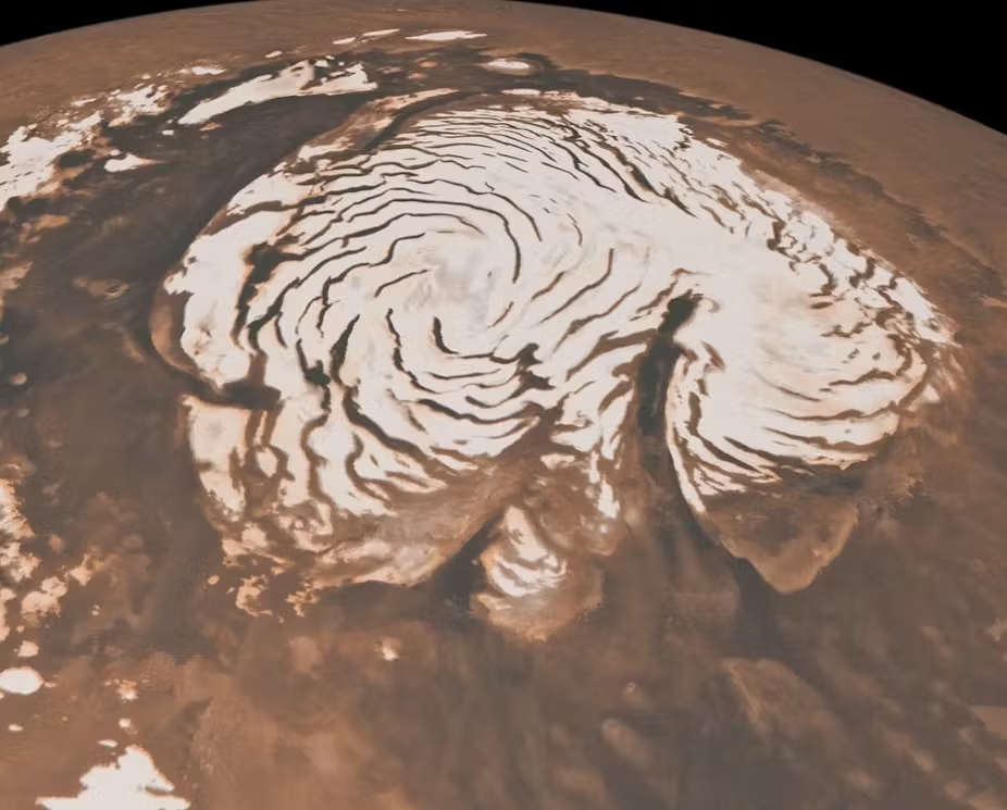Capa de hielo en el hemisferio norte de Marte IFOTO: Publicada por la NASA