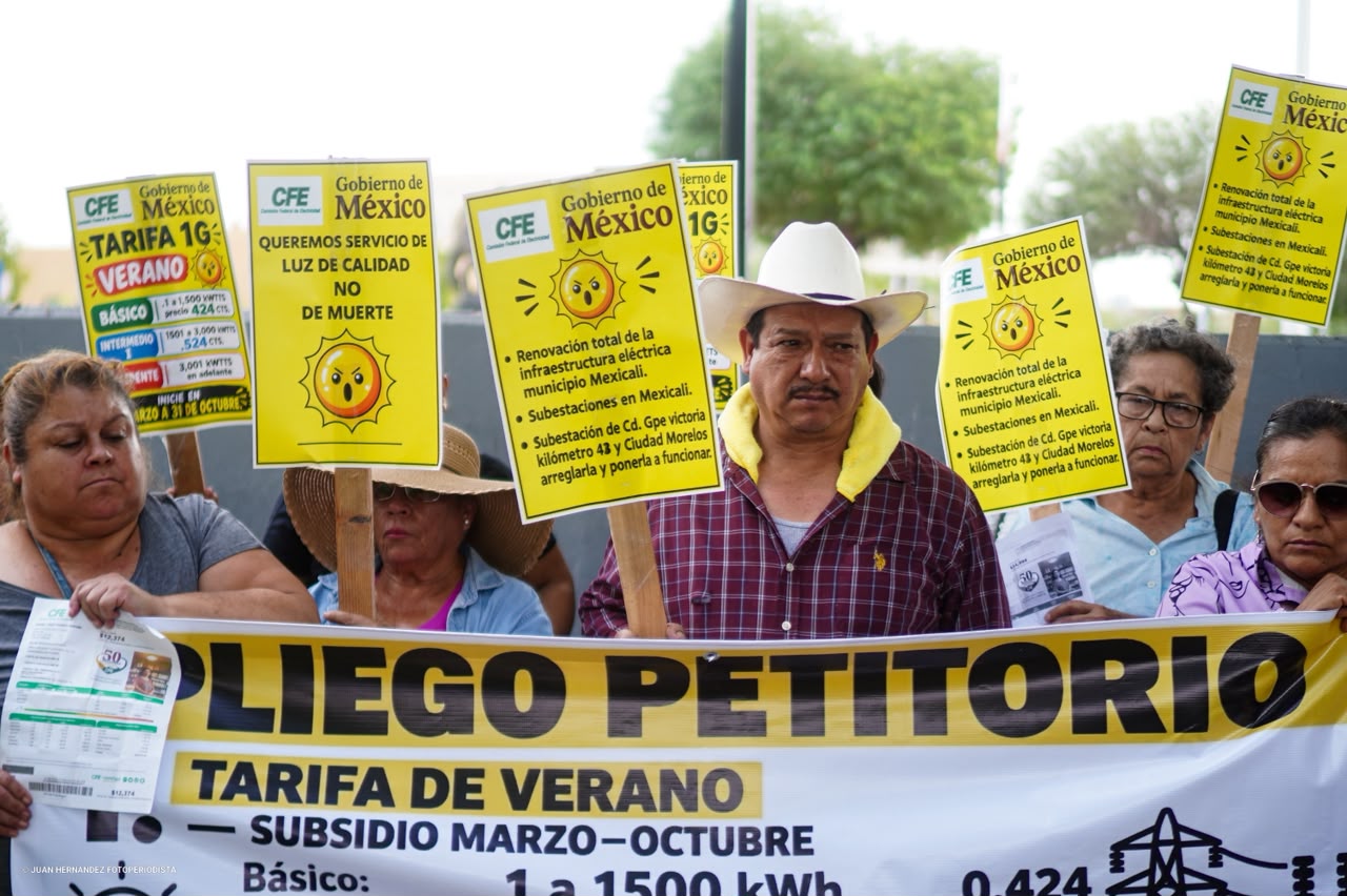 Ciudadanos exigen nueva tarifa eléctrica para Mexicali ante altos cobros durante el calor