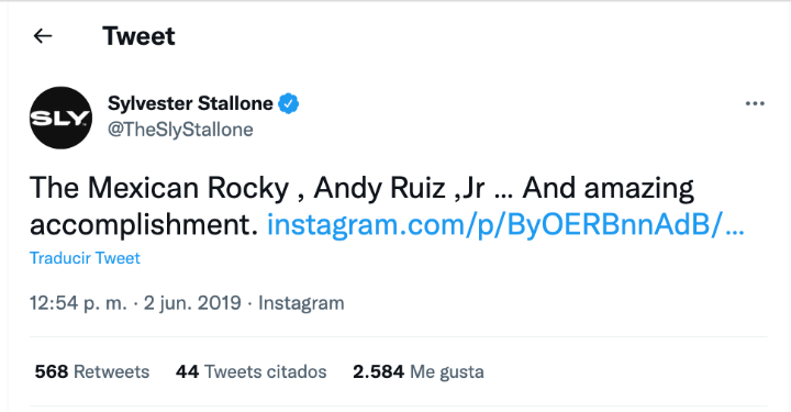 Tweet de Sylvester Stallone