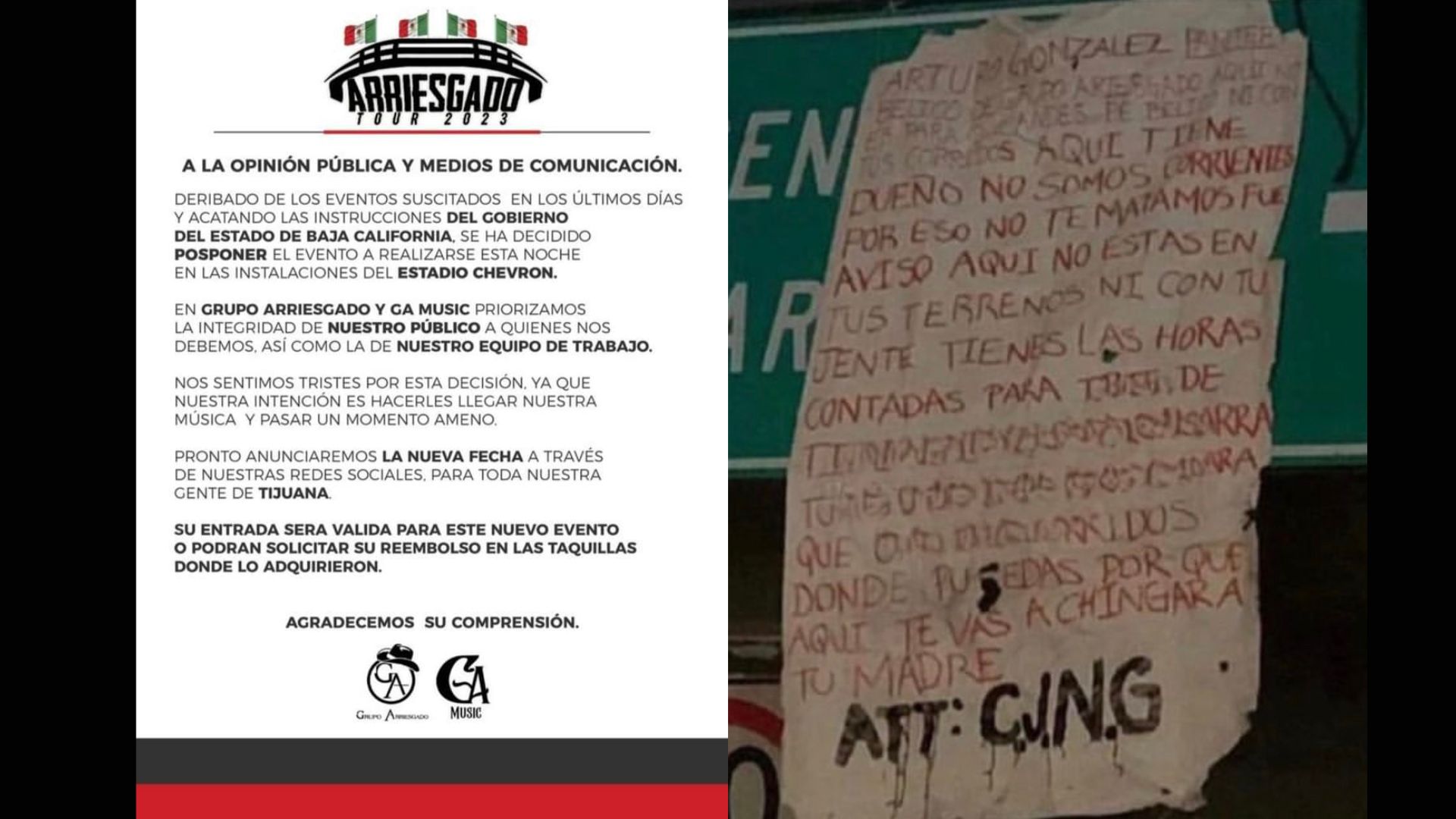 Posponen presentación de Grupo Arriesgado en Tijuana