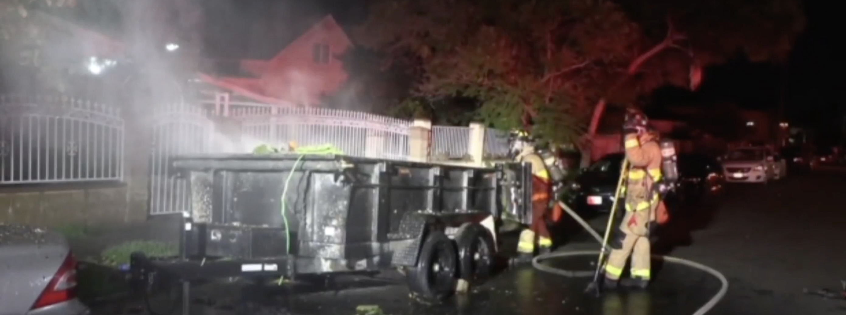 Trash containers set on fire in residential area: San Diego, CA