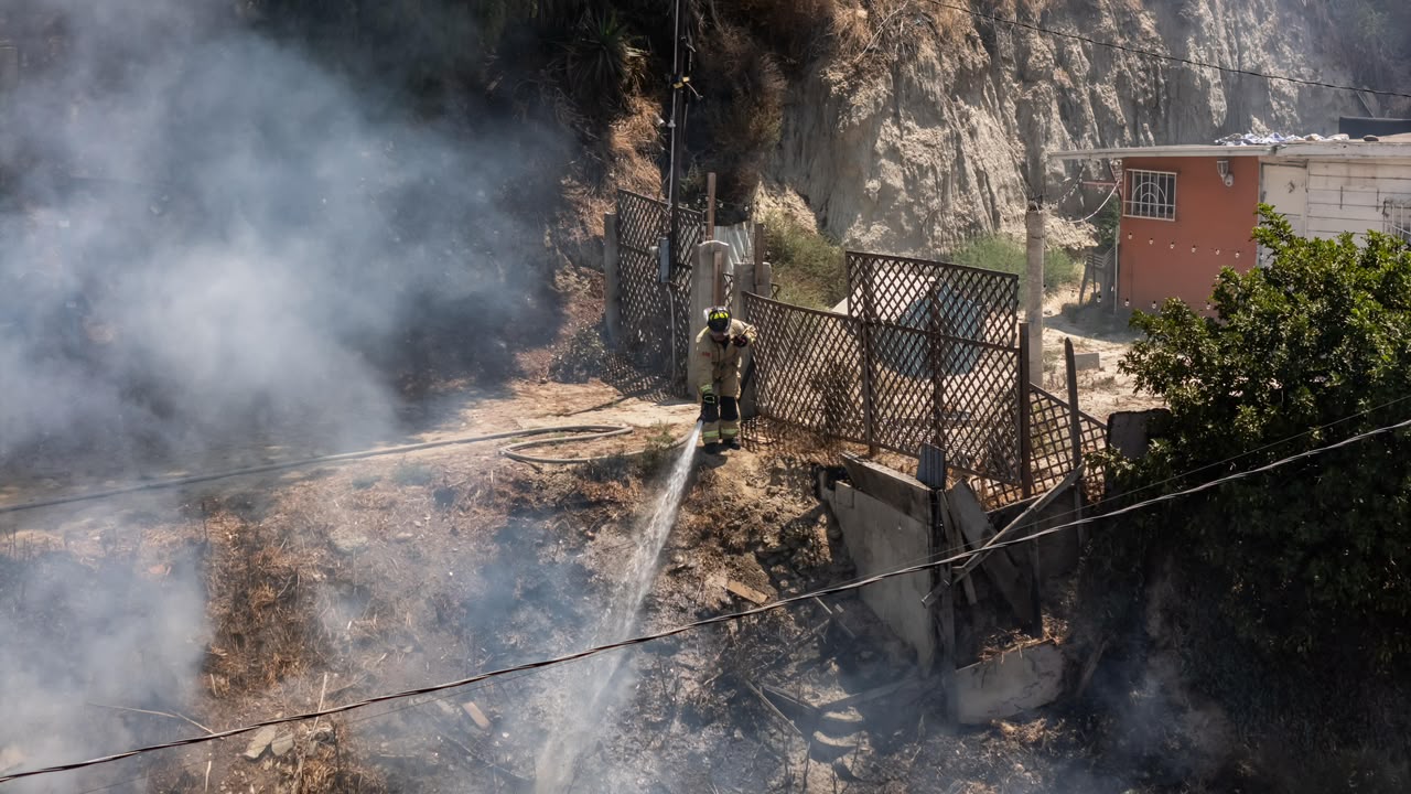 Bomberos evitan que incendio de pastizal alcance una vivienda en Rosas Magallón