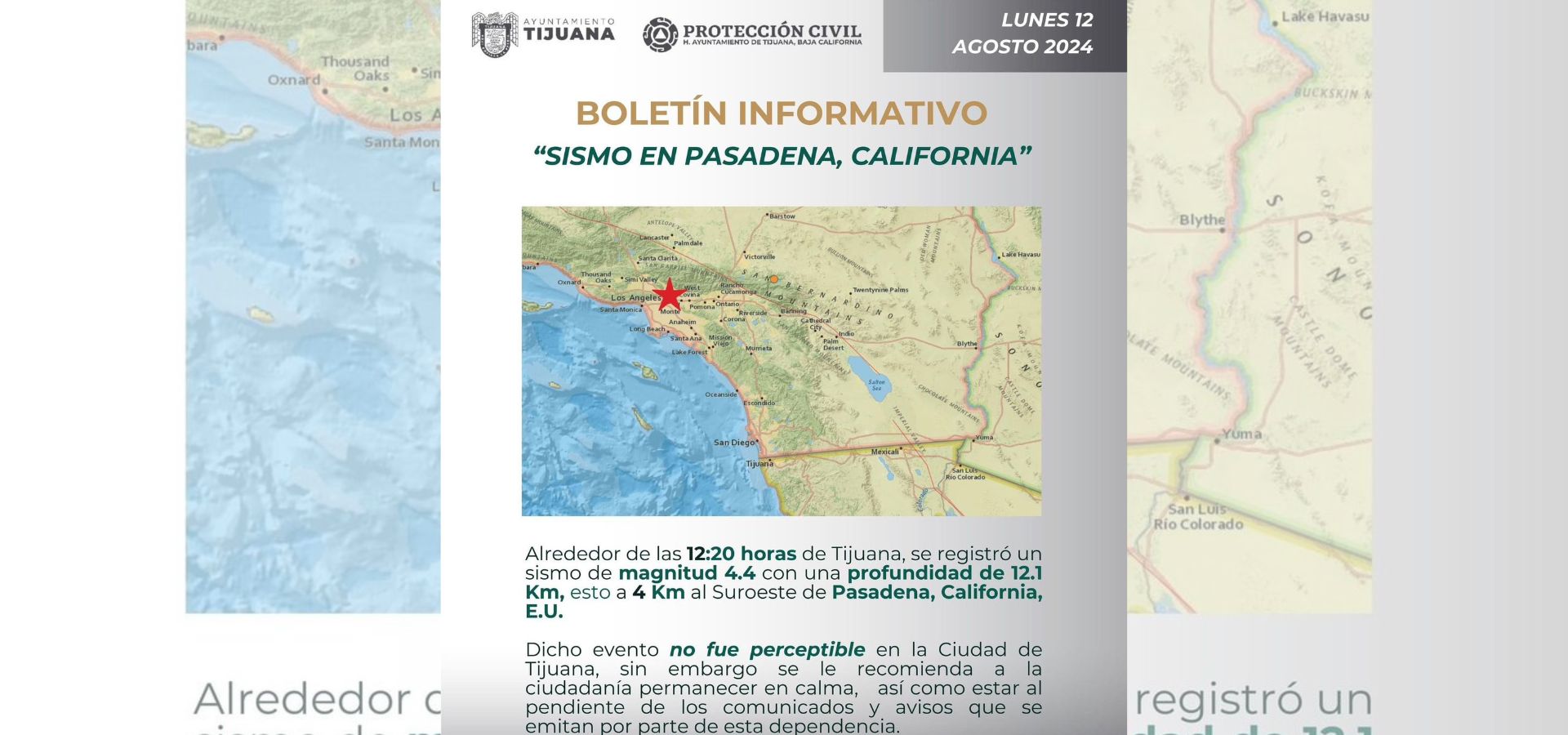 Tiembla en Pasadena y se siente en Tijuana