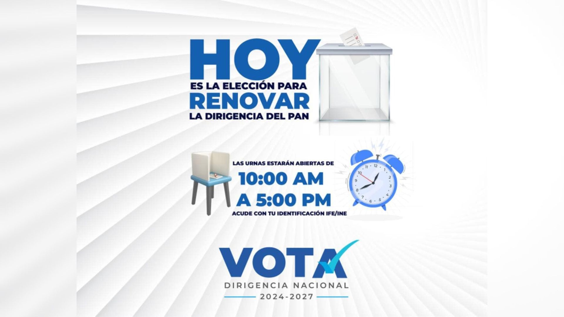 Votarán este domingo para renovar al dirigente del Partido Acción Nacional