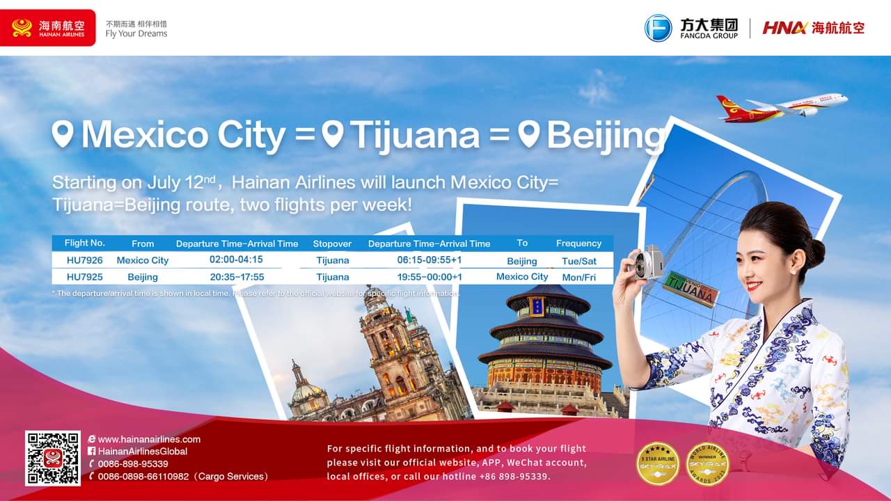 Regresarán los vuelos Beijing-Tijuana el próximo 12 de julio