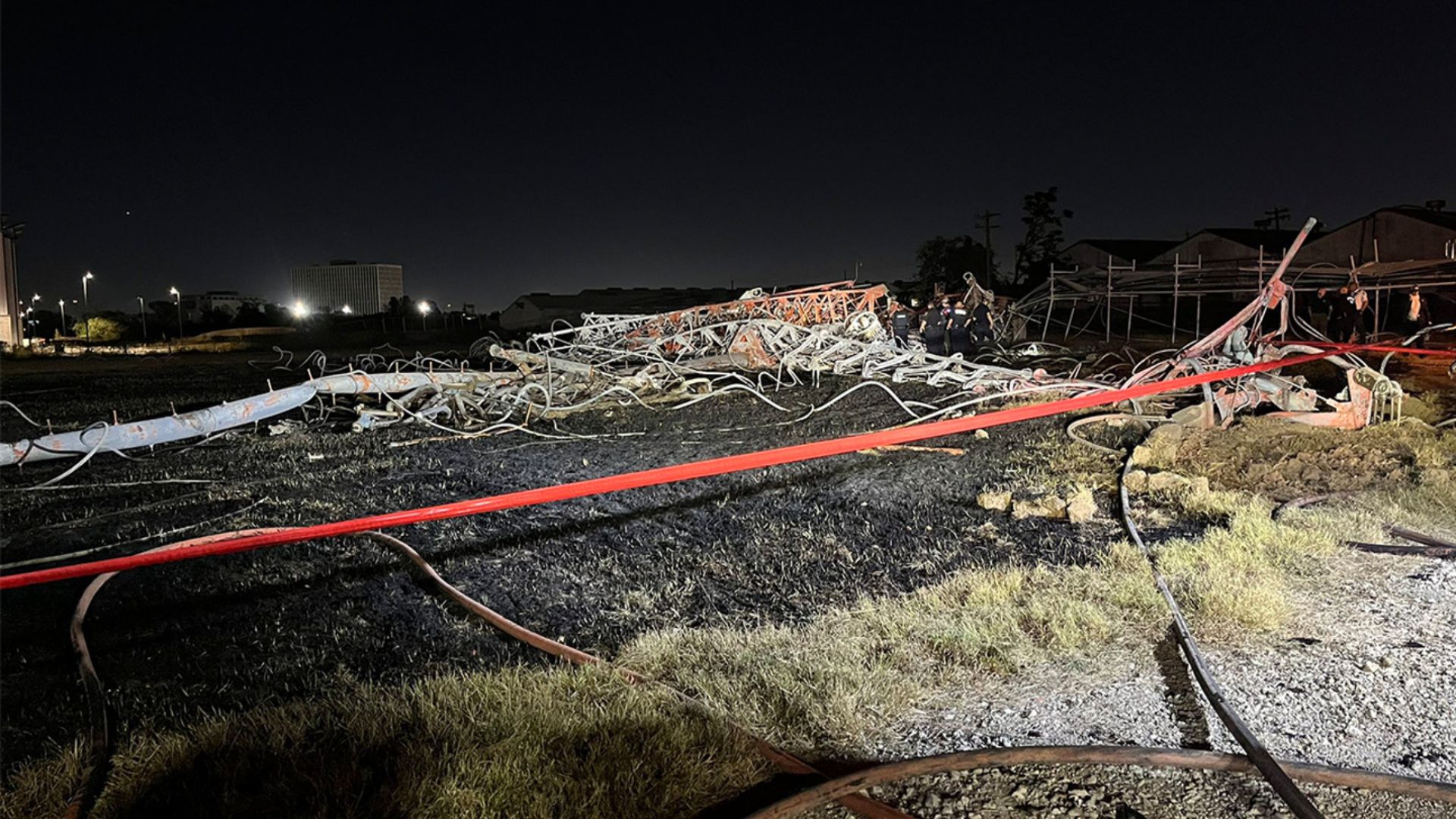 A helicopter crashes into a radio tower: Houston, TX